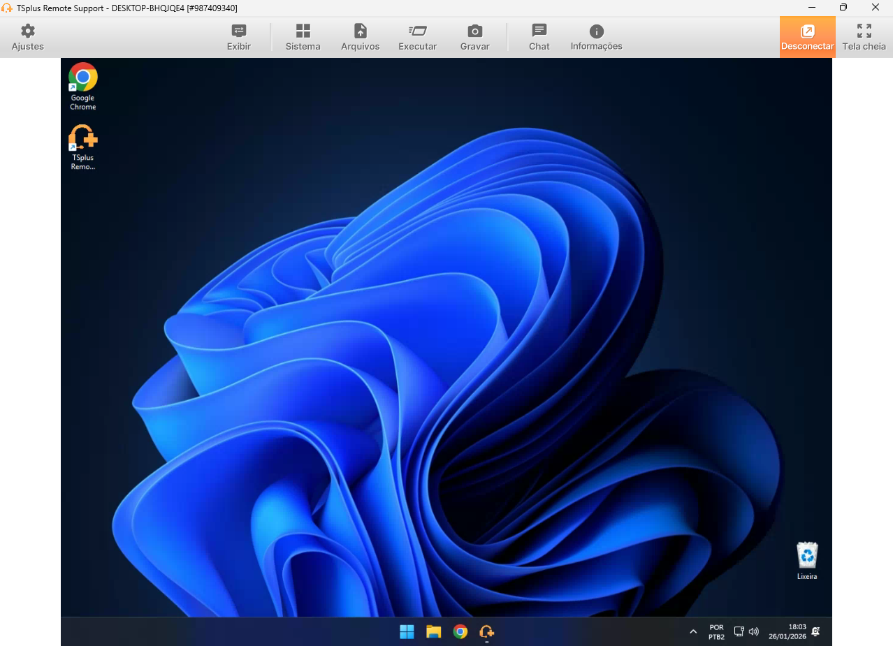 Área de trabalho remota TSplus Remote Support