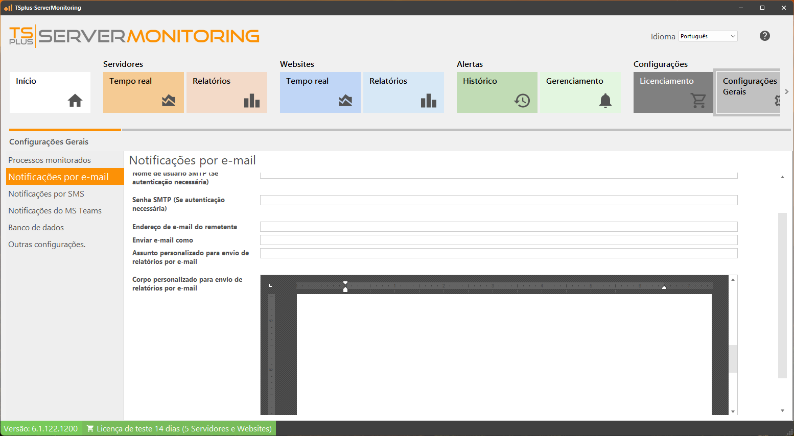 Configurações do Sistema