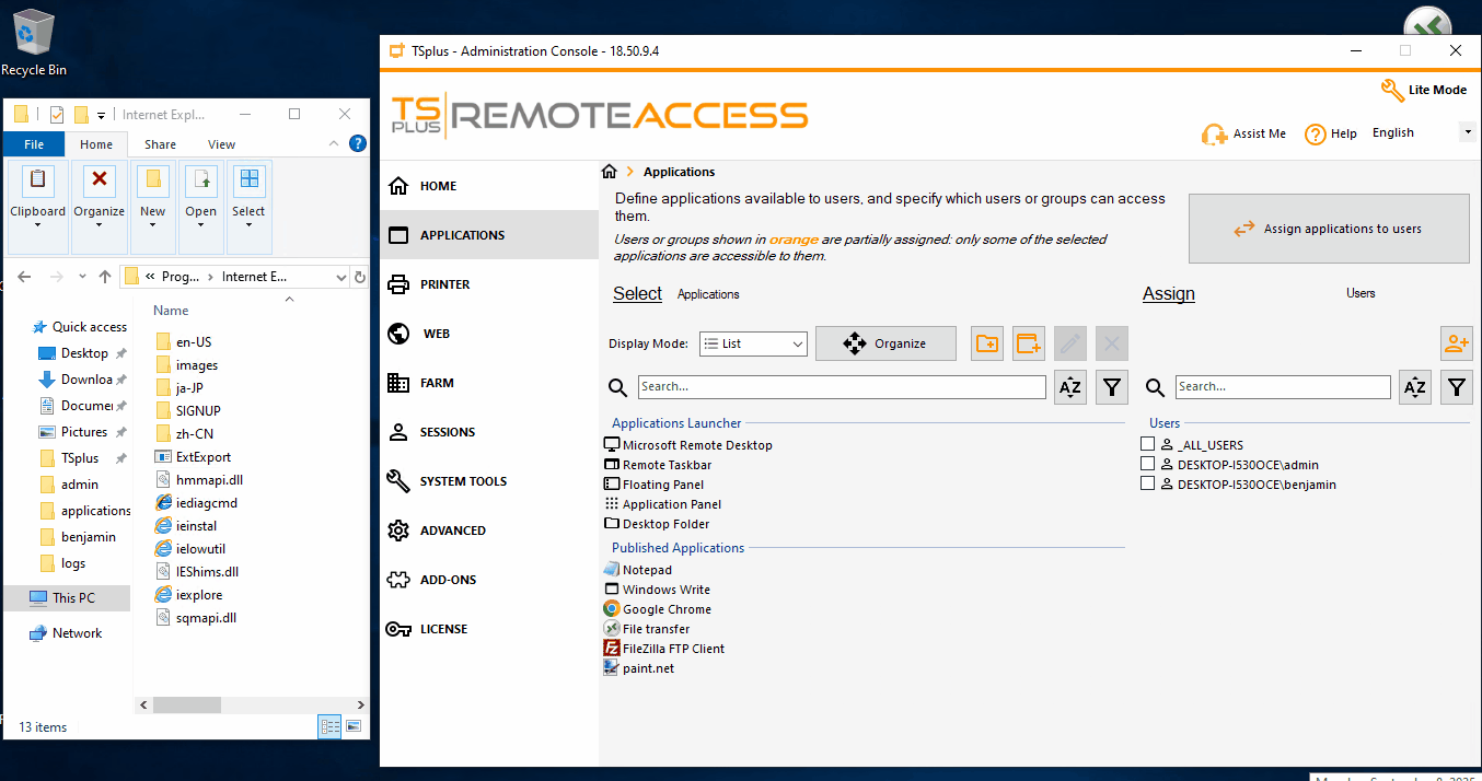 AdminTool Applications Add Application DragDrop