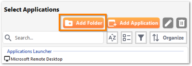 AdminTool Applications Add Folder Button