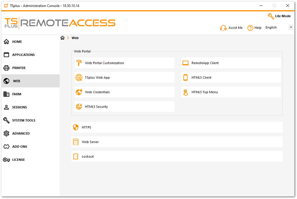 Admin Tool Web Screen