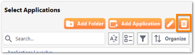 AdminTool Applications Remove Application Button
