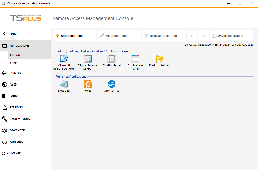 Admin Tool Applications Screen