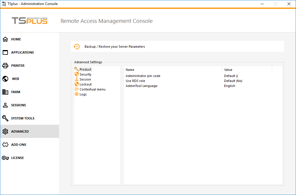 Admin Tool Web Screen