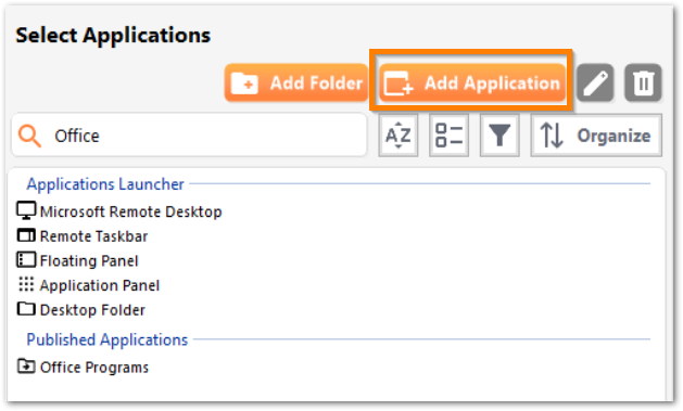 AdminTool Applications Add Application button