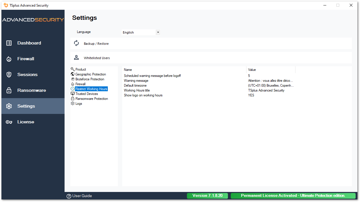 Working Hours Settings 1