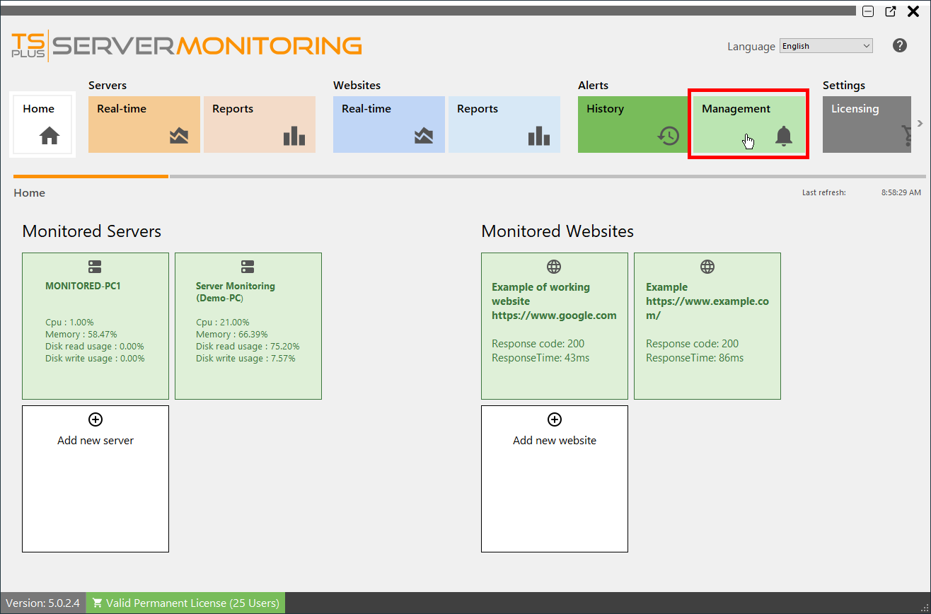 Alerts Management Screenshot