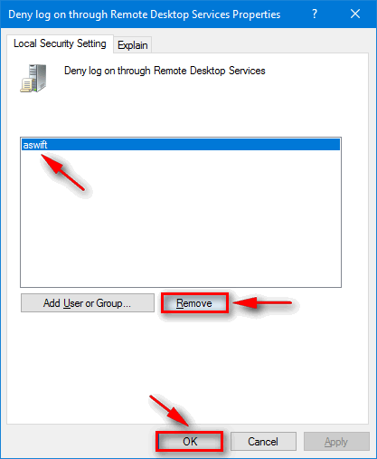 remove user from denial list