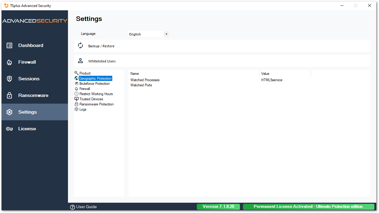 Geographic Protection Settings 1